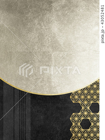 麻の葉　ライン　金銀黒（背景素材） 43052481