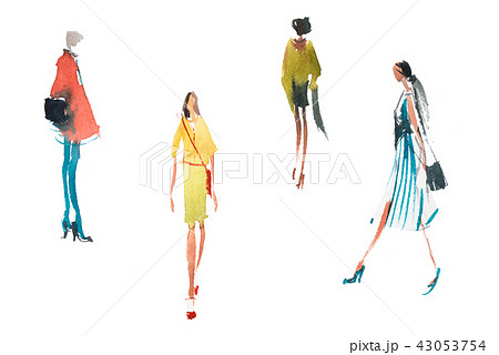 Different types of women top trends in fashion Watercolor illustration Quick sketch drawing. Different types of women top trends in fashion Watercolor illustration Quick sketch drawing. 43053754