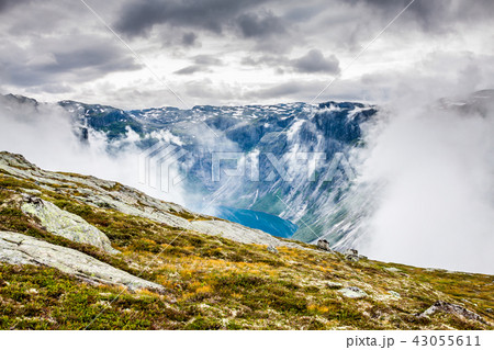 Beautiful norwegian landscape with mountains Beautiful norwegian landscape with mountains 43055611