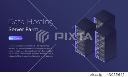 Data hosting. Datacenter server farm isometric concept. Modern data hosting hero image design 43055645