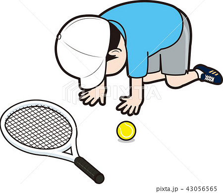 挫折する男性テニスプレーヤーのイラスト素材