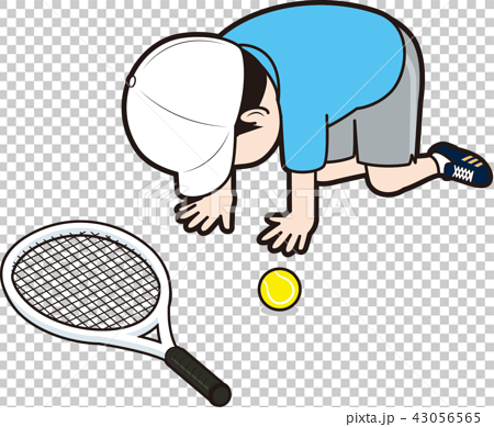 挫折する男性テニスプレーヤーのイラスト素材