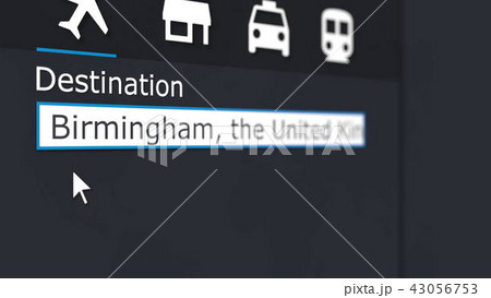 Buying airplane ticket to Birmingham online. Travelling to the United Kingdom conceptual 3D 43056753
