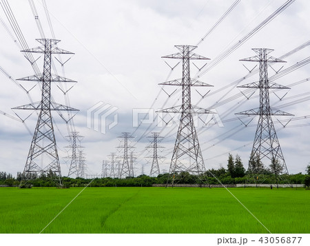 electricity pylons or high-voltage power lines  43056877