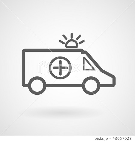 Ambulance line icon on white background, vector 43057028