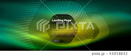 Neon glowing techno hexagon shape lines, hi-tech futuristic abstract background, landing page 43058632