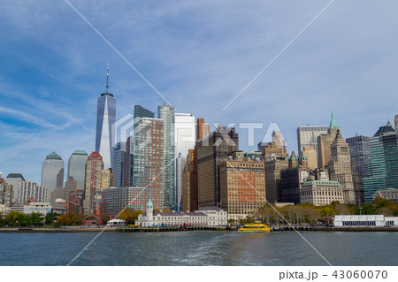 NYC financial district from a ferry NYC financial district from a ferry 43060070