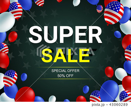 Super sale poster banner American flag balloon 43060289