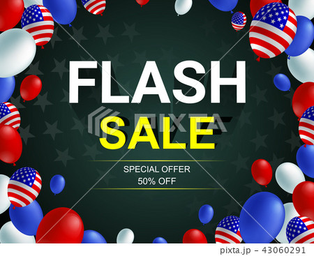 Flash sale poster banner American flag balloon 43060291