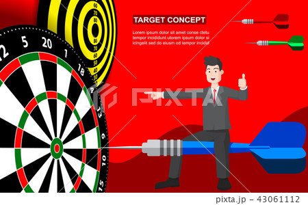 Businessman on target dart template business goal 43061112