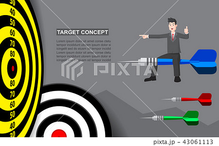 Businessman on target dart template business goal 43061113
