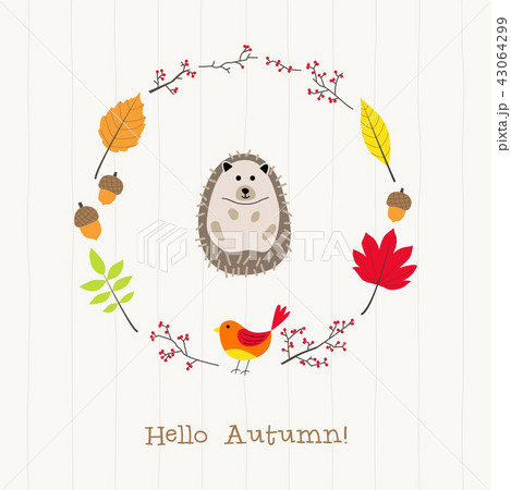 hedgehog with autumn frame card hedgehog with autumn frame card 43064299