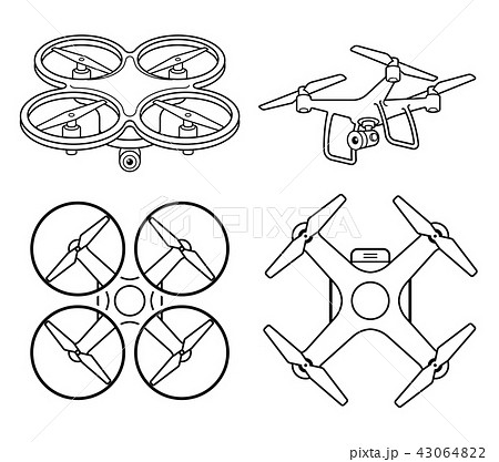 Drone Silhouette Icons Set Vector Illustration のイラスト素材