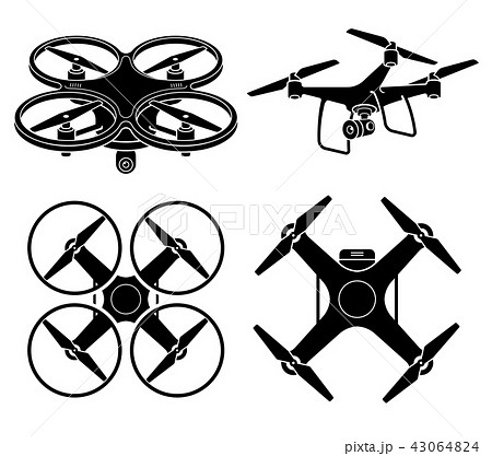 Drone Silhouette Icons Set Vector Illustration Stock Illustration