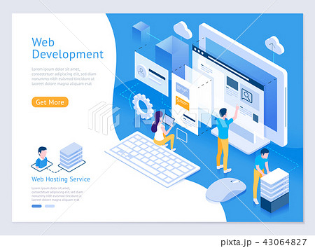 Web Design And Development Isometric Illustrationsのイラスト素材