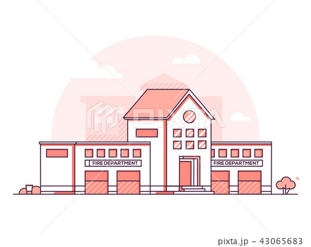 Fire department - modern thin line design style vector illustration 43065683