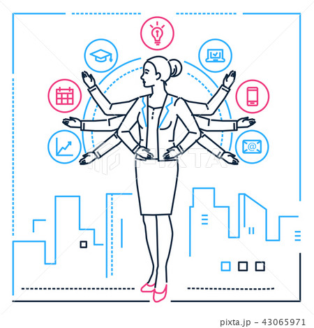 Multitasking - line design style illustration on white background 43065971