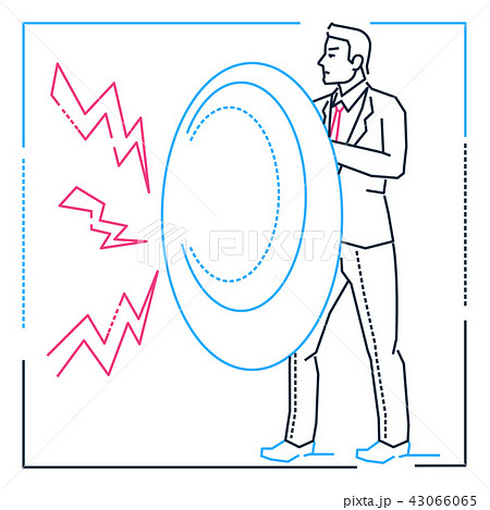 Businessman with a shield - line design style isolated illustration 43066065