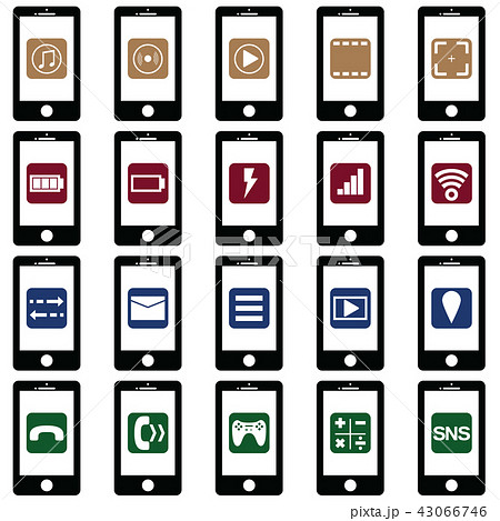 アプリのアイコンを表示させたスマートフォン 43066746