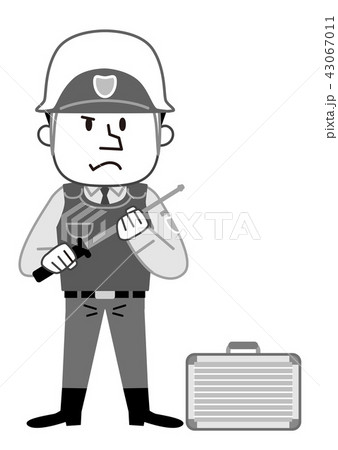 警備員　現金輸送業務　モノクロ　イラスト 43067011