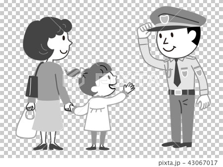 男性警備員 買い物客 モノクロ イラスト 男性警備員 買い物客 モノクロ イラスト 43067017