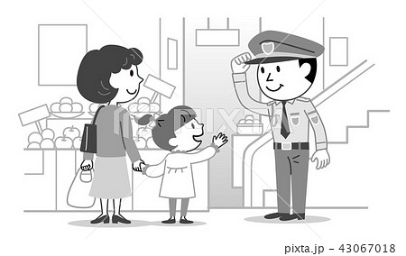 男性警備員 買い物客 モノクロ イラスト 男性警備員 買い物客 モノクロ イラスト 43067018