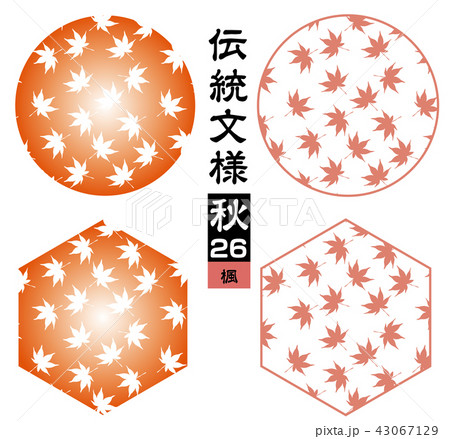 楓・楓柄・楓模様・和柄|背景素材:シームレス伝統文様 |季節のイメージカラー 楓・楓柄・楓模様・和柄|背景素材:シームレス伝統文様 |季節のイメージカラー 43067129