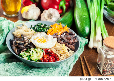 Bibimbap - rice with beef and vegetables Bibimbap - rice with beef and vegetables 43067267