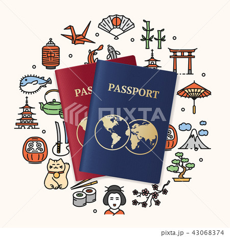 Japan Travel and Tourism Concept Card. Vector Japan Travel and Tourism Concept Card. Vector 43068374