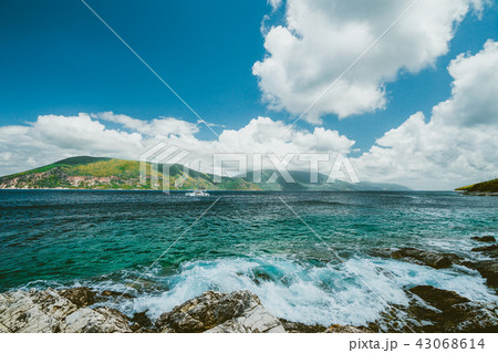 Beautiful cloudscape near Fiskardo, Kefalonia, Ionian islands, Greece. Crystal clear transparent 43068614