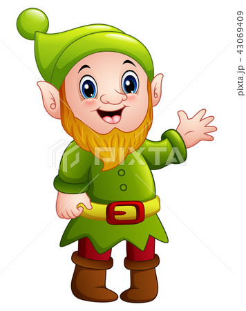 Vector illustration of Green dwarf cartoon waving 43069409