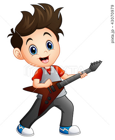 Cartoon boy playing electric guitar - Stock Illustration [43070979] - PIXTA