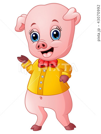 Cute pig cartoon presenting Cute pig cartoon presenting 43070992