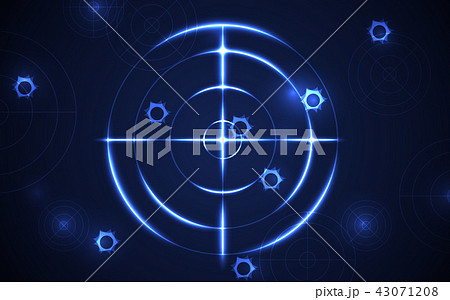 Blue radar target shooting range black background 43071208
