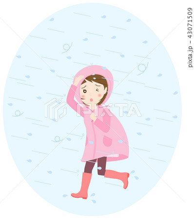 レインコート　雨降り　暴風雨 43071509