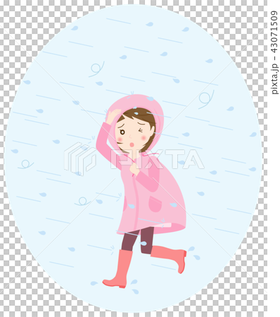 レインコート　雨降り　暴風雨 43071509