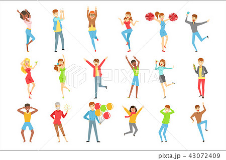 People Having Fun At The Party Set Of Illustrations 43072409