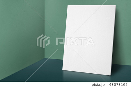 poster at corner pale green wall and green floor 43073165