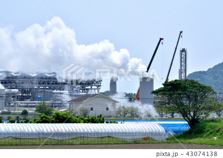 山川地熱発電所　開聞岳山麓風景　クリーンエネルギー　再生可能エネルギー　鹿児島県指宿市 43074138
