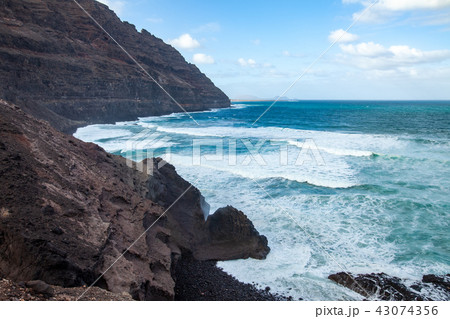 Beautiful seascape background of Lanzarote island Beautiful seascape background of Lanzarote island 43074356
