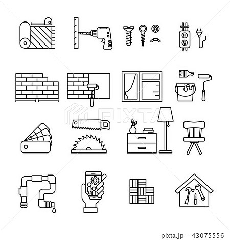 Home Improvement line icon set Home Improvement line icon set 43075556