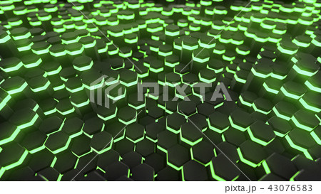 3D rendering Abstract hexagon with neon geometry background 43076583