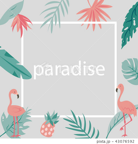 Beach tropical invitation card with flamingos 43076592