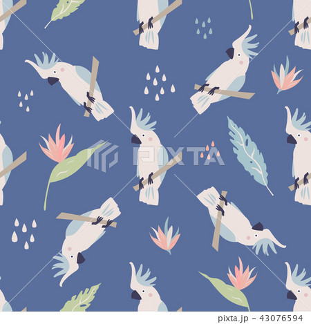 Beach tropical seamless pattern with cockatoos 43076594