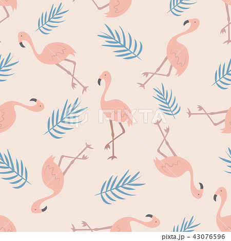 Beach tropical seamless pattern with flamingos 43076596