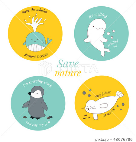 Eco stickers with animals. World ocean problem 43076786