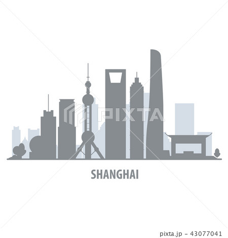 Shanghai city skyline - cityscape silhouette Shanghai city skyline - cityscape silhouette 43077041
