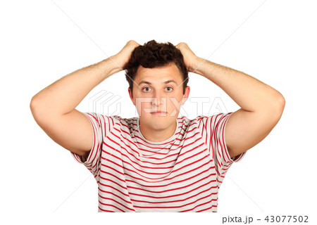 emotional guy isolated on white background emotional guy isolated on white background 43077502