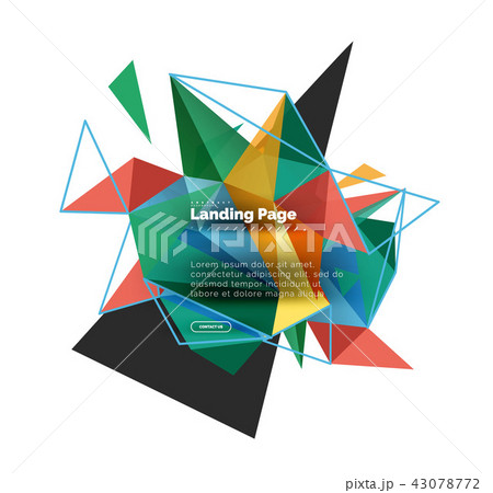 Triangular design abstract background, landing page. Low poly style colorful triangles on white Triangular design abstract background, landing page. Low poly style colorful triangles on white 43078772