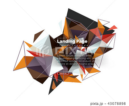 Triangular design abstract background, landing page. Low poly style colorful triangles on white Triangular design abstract background, landing page. Low poly style colorful triangles on white 43078898